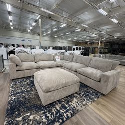 New 6pc Jumbo Fabric Corduroy Modular Sectional 
