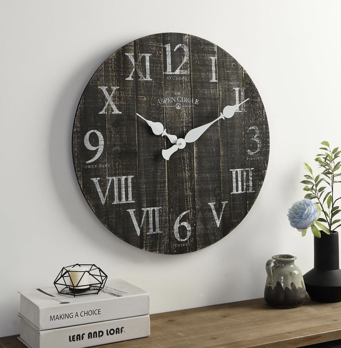 Round Solid Wood Wall Clock-brand New!