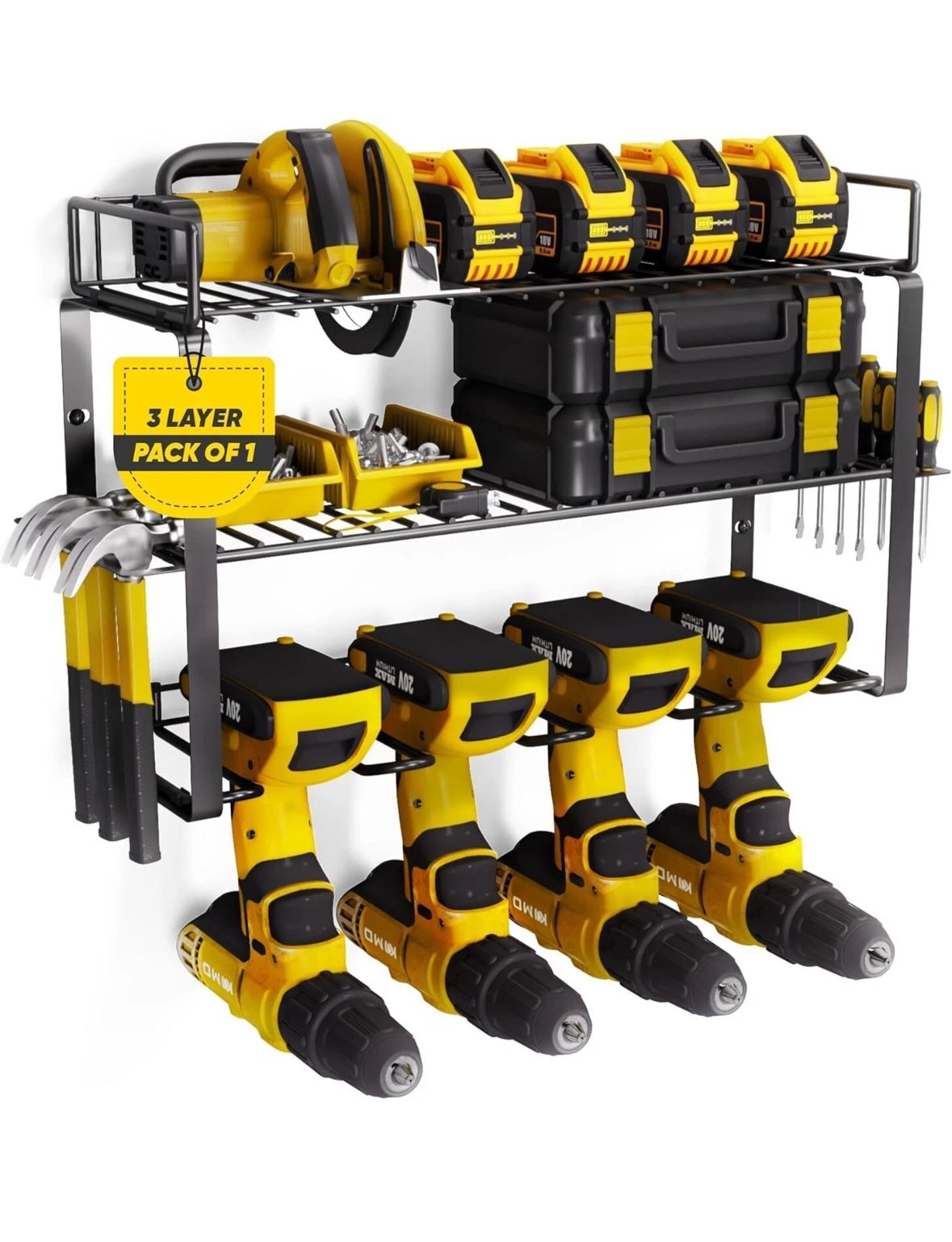 New Voltigrip Power Tool Organizer Wall Mount Heavy Duty 3 Layer Tool Organizer