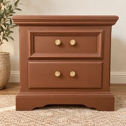 2-Drawer Nightstand with Gold Knobs