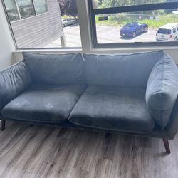 Comfortable Blue Velvet Couch