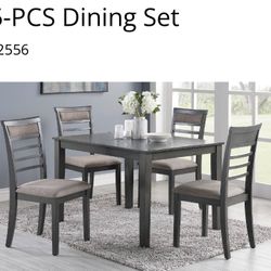 Five Piece Gray Dining Table Set  Table With Four Chairs Included