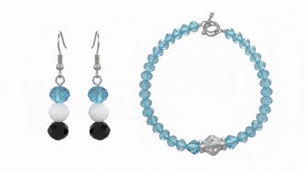 Beaded Crystal Bracelet and Earring Set