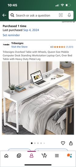 Brand New/ STILL IN BOX … Over The Bed Desk With Wheels- Queen/full