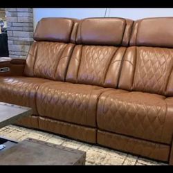 $50 Down Finance TOTAL $2349 Ashley Power Reclining Leather Caramel Sofa Free Delivery 