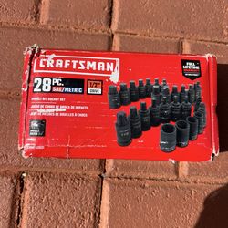 Brand new Craftsman 28pc SAE/METRIC 1/2” Drive Impact Bit Socket Set