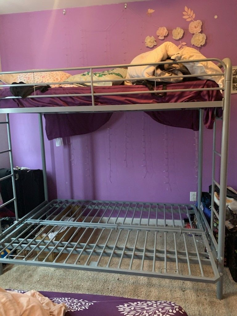 Gray Metal Twin & Full Bunk Bed Frame $80