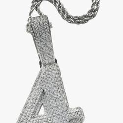 Hip-hop punk-style #4 silver pendant with moissanite diamonds. 