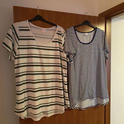 LuLaRoe Set Of Two; Short Sleeve Asymmetrical T-shirt  3XL