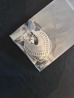 Silver Filigree Drop Earrings with Bell Charm