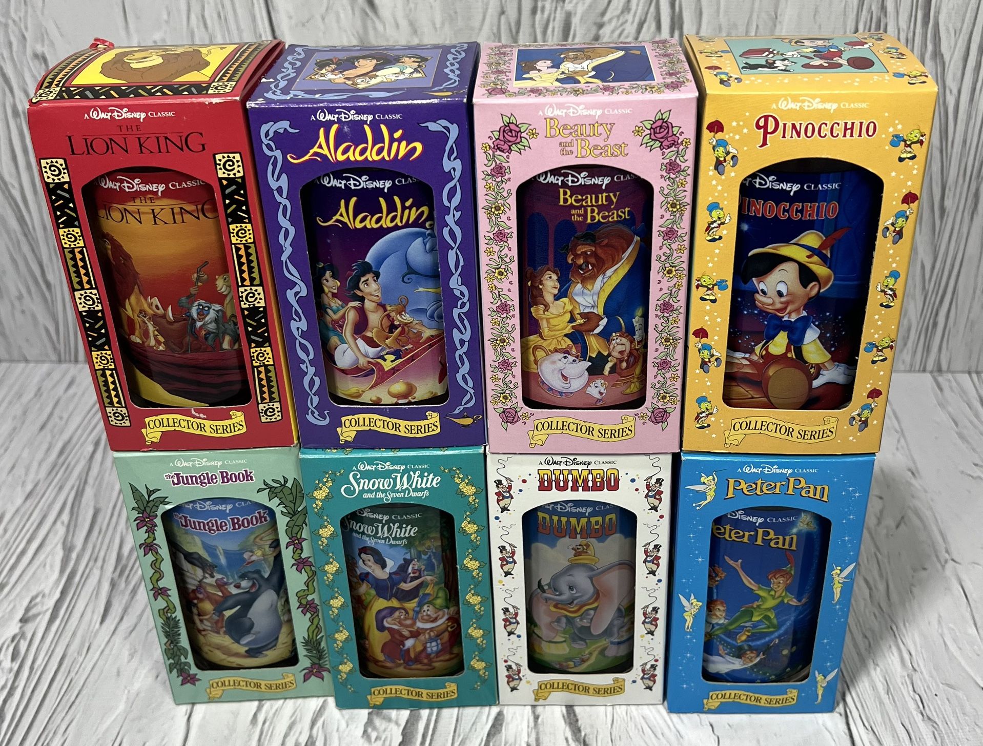 Disney Classics Lot of 8 Vintage Burger King Plastic Tumblers Cups 1994 New