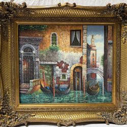 Hand-Painted Oil Painting Wooden Frame 33.5” x 30”