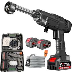 Portable Cordless Pressure Washer 1100 PSI - 24V Handheld Battery Powered Power Washer with 2 4.0AH Batteries and Charger, 180° Swivel Sprinkler Nozzl