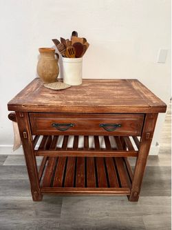 Rustic wooden kitchen island