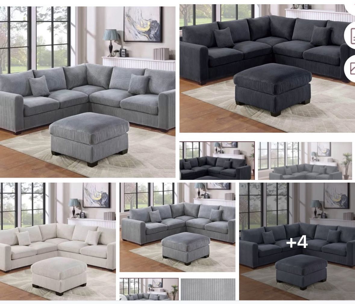 Sectional With Ottoman Set