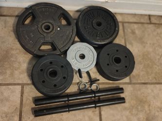 Mixed Weight Plates Set with Dumbbell Bars