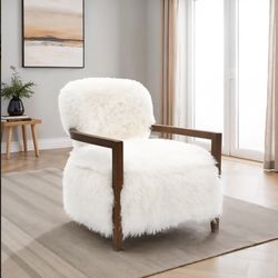 Accent Chair White Ultra Soft Faux Fur. New Especial Price
