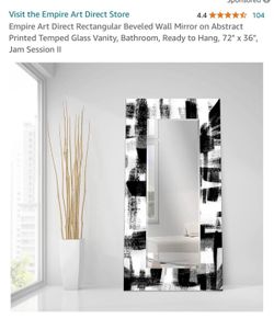 Empire Art- Mirror 72 in. x 36 in. Jam Session II Rectangle Framed Printed Tempered Art Glass