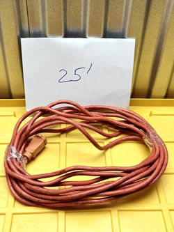 Orange 25 ft Outdoor Extension Cord, SJTW, 3-Prong Grounded (appears 16/3)