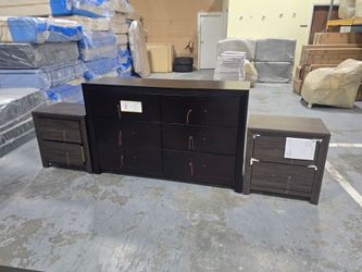 Brown Dresser + 2 Nightstands