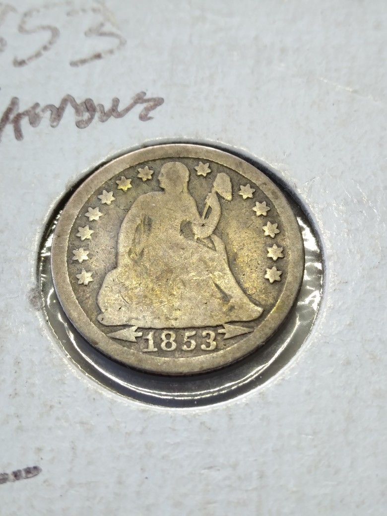 1853 Dime With Arrows