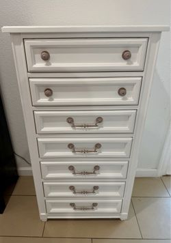 White 7-Drawer Tall Dresser