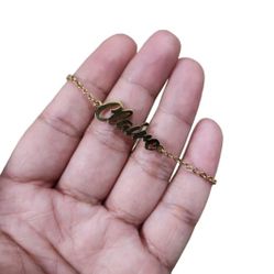 Vintage Gold Toned Cursive Nameplate Claire Bracelet