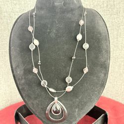 Never Use Silver Like with Tear Drop Purple Diamond-Cut Pendant Necklace