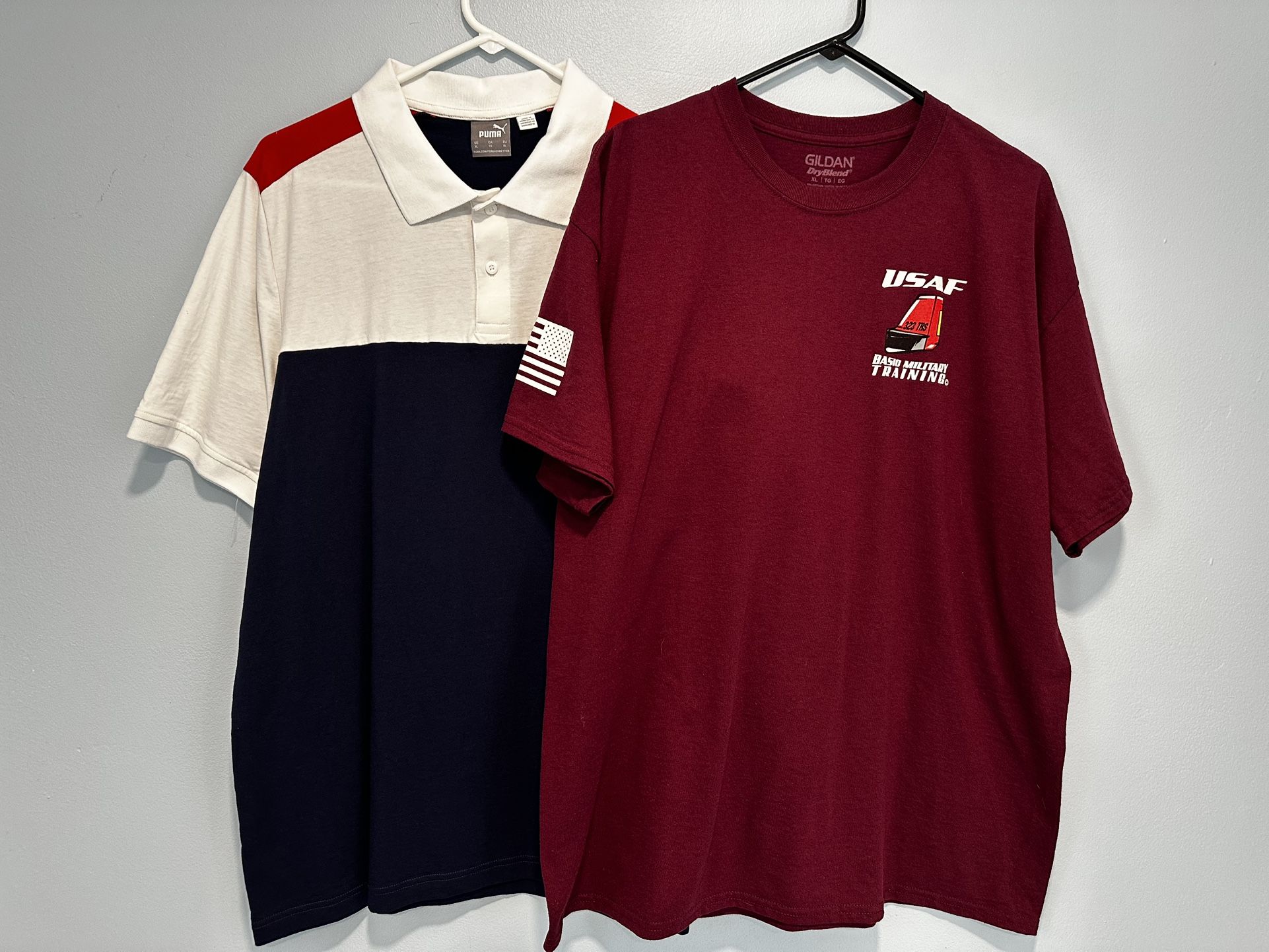 2 Shirts Combo Puma Polo Shirt and T-Shirt USAF theme.