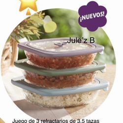 Princess House Set De 3 Recipientes Herméticos Nuevos En Sus Cajas 