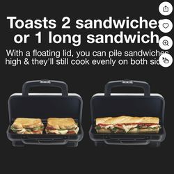 Proctor Silex Deluxe Hot Sandwich Maker with Nonstick Plates, Stainless Steel and Black