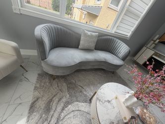 Modern grey velvet accent sofa