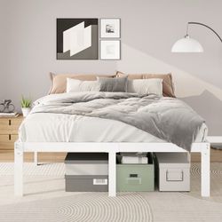 14" Queen Size Metal Platform Bed Frame with Under-bed Storage, Heavy-duty, No Box Spring Needed, Easy Assembly, White