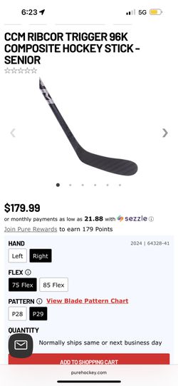 CCM RIBCOR TRIGGER 96K COMPOSITE HOCKEY STICK