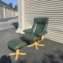 Vintage Norwegian Recliner Lounger Chair And Ottoman.