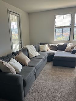 Grey L-Shaped Sectional Couch