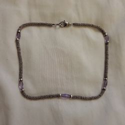 Sterling 16" 5 Purple Amethyst Stones