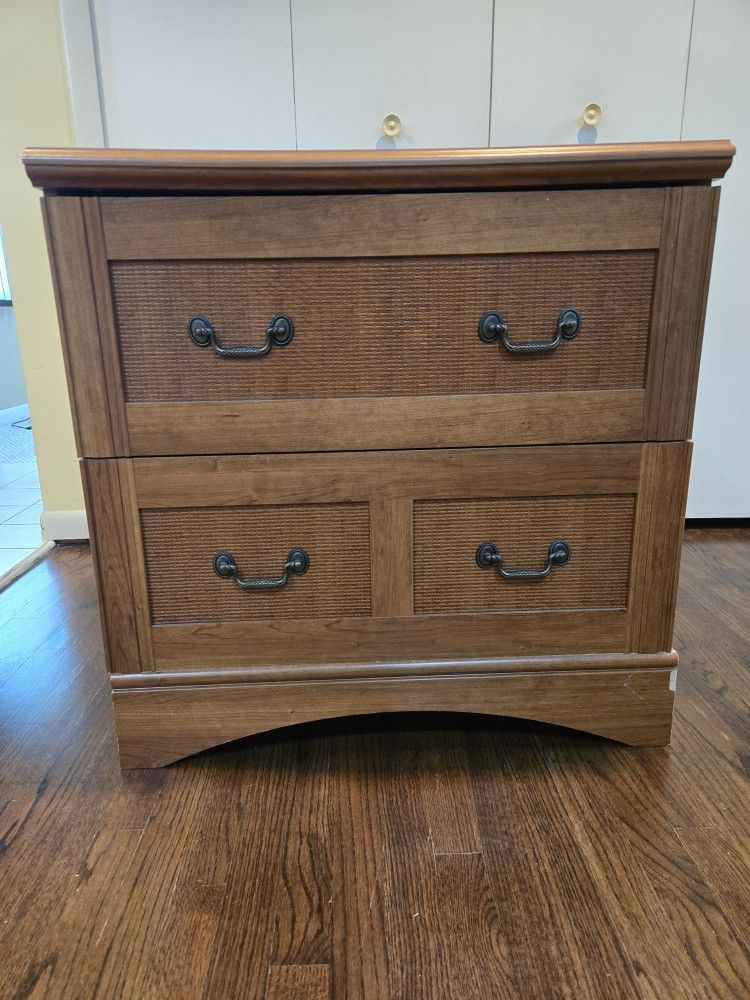 File Cabinet Double Wide Wood Two Drawer