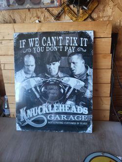 Three Stooges Knuckleheads Garage Tin Sign  13"x1"
