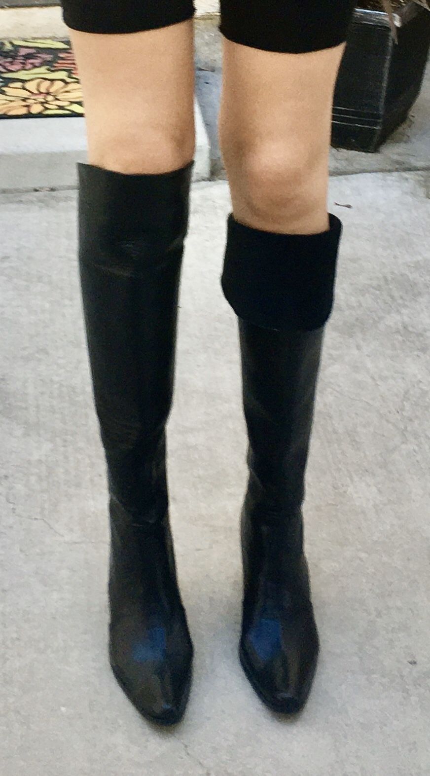 Custom Made Black Leather Boots Size 10