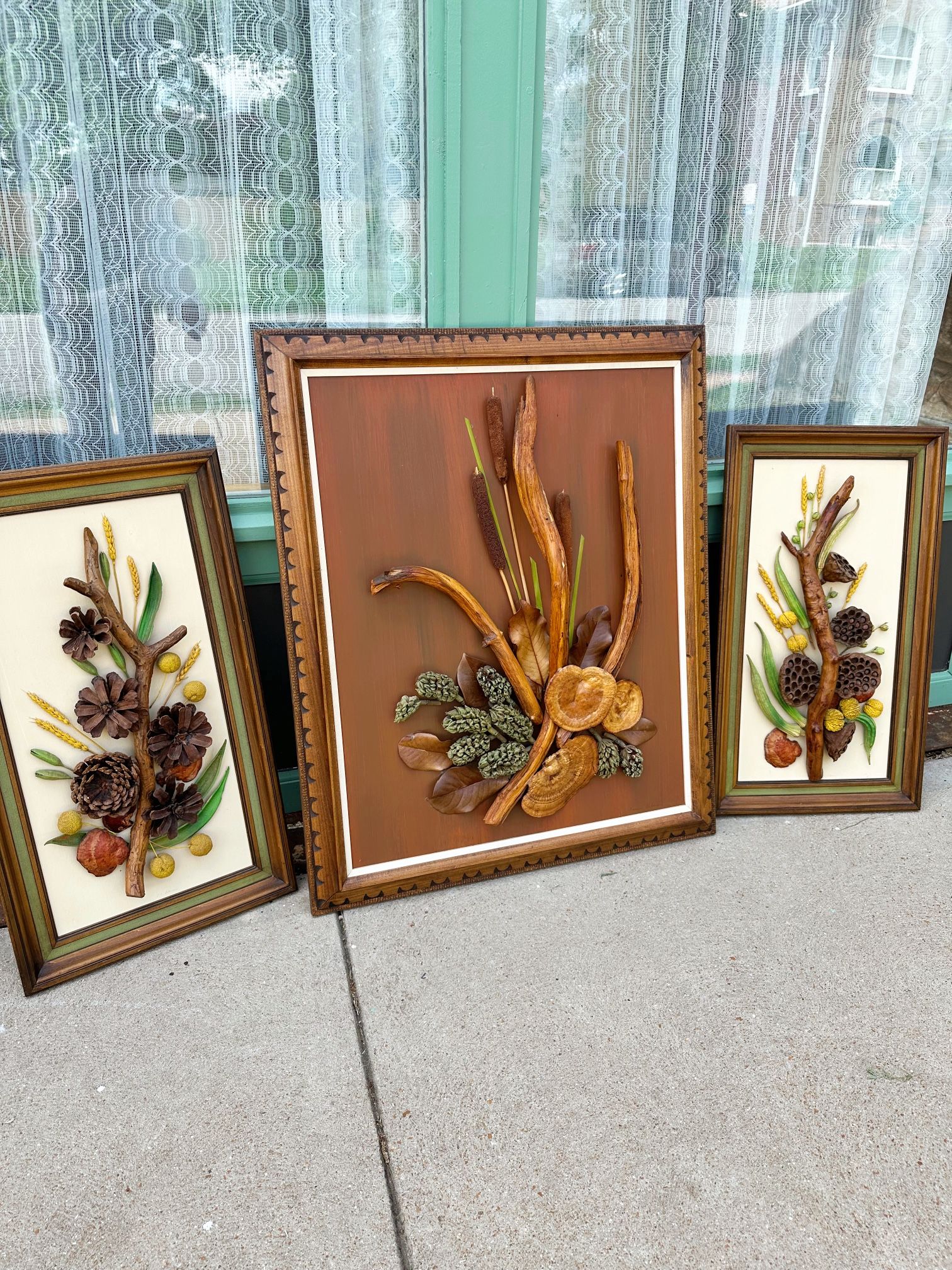 Large Vintage MCM Nature Artwork Signed 3-Piece Set