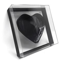 XL Black Transparent Hard Plastics Square Flower Box With Heart Shape In The Middle/Caja de flores cuadrada de plástico duro transparente negra