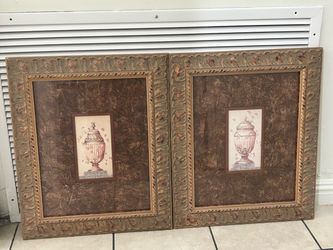 Set of 2 Framed Urn Wall Art Prints
