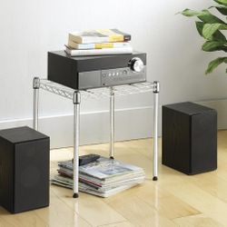 Whitmor Wire Shelving Unit, Metal Storage Shelves, Stacking Shelf with Basket, Easy Assembly Home Organizer for Pantry, Kitchen, Garage, Plant