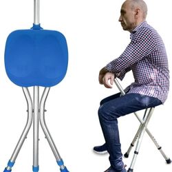 Honmido Portable Adjustable Folding Walking Cane with Seat Allows Durability While Walking and Convenience for Sitting, Alloy Crutch Chair, Anti-Slip 