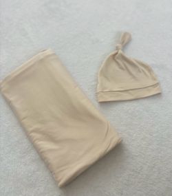 Baby receiving swaddle & hat- welcome baby