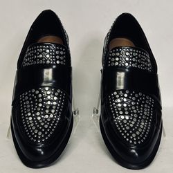 Zara Trafaluc Women’s Slip On Shoes Black Flats Silver Studded Size 10 - CLEAN!