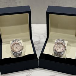 Iced Out Watch Bundle x2 – Two Tone Rose Gold/Silver