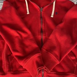 Red Polo Ralph Lauren Zip Up Hoodie 