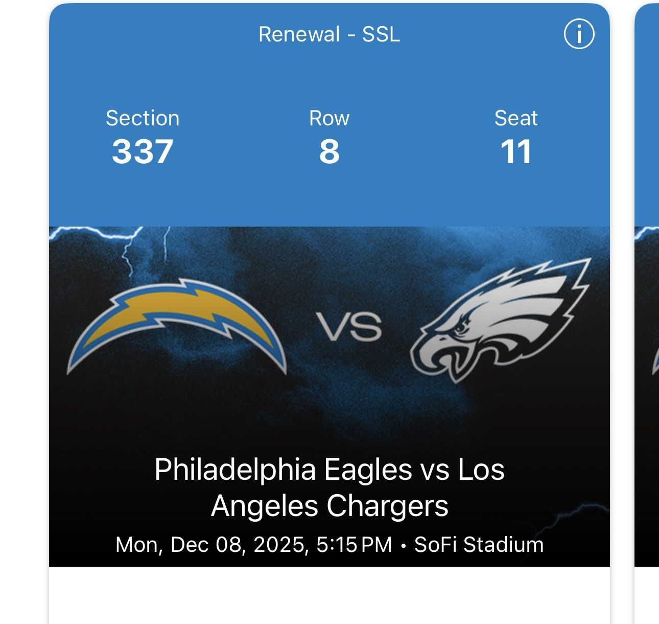 Chargers Vs Eagles Tickets With Pink Parking Pass